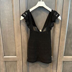 Sézane Black Lace Strap Top